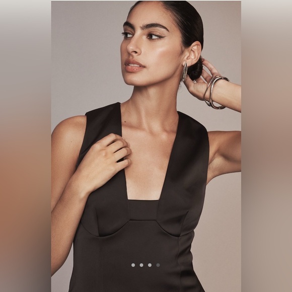 By Anthropologie Dark Brown Sleeveless Square Neck Mini Dress | NWT | Size 10 - Picture 4 of 15